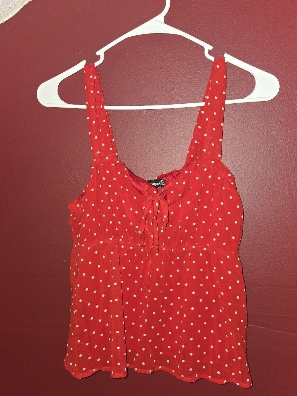 Sugar Kiss Polka Dot Tie-Front Camisole
